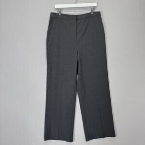 Nordstrom Wide Leg Pull-On‎ Trouser Pants Womens Large Gray Wool Blend Old Money